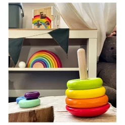 Small Foot - Houten Stapeltoren Regenboog, 7dlg.