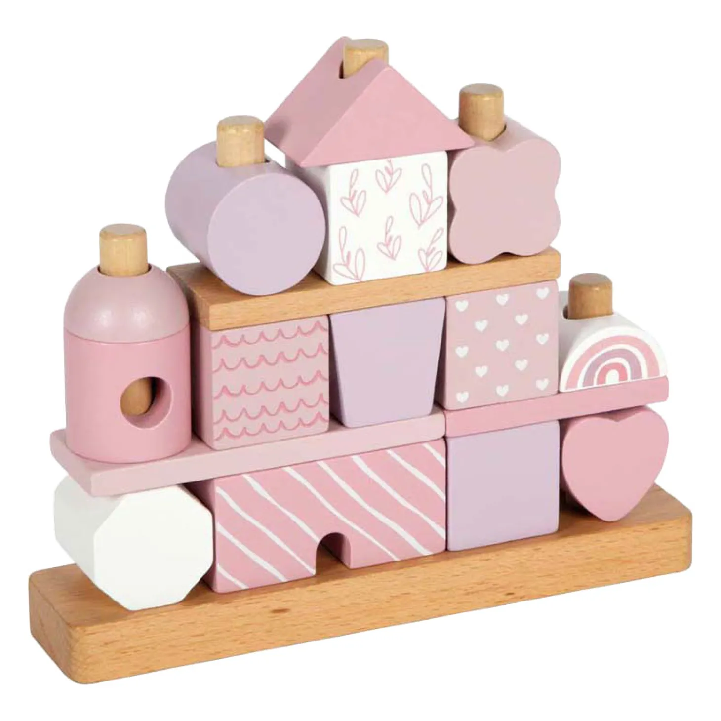 Small Foot - Houten Stapelhuis Roze - 18dlg.