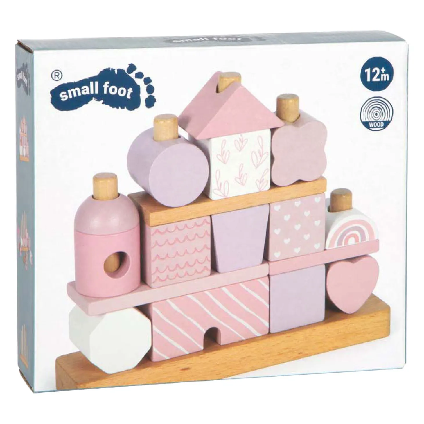 Small Foot - Houten Stapelhuis Roze - 18dlg.