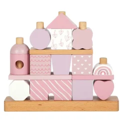 Small Foot - Houten Stapelhuis Roze - 18dlg.