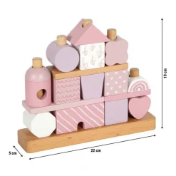 Small Foot - Houten Stapelhuis Roze - 18dlg.