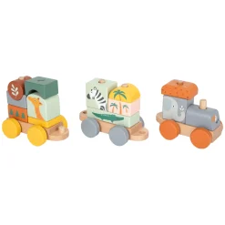 Small Foot - Houten Stapelblokken Trein Safari, 16dlg.