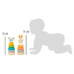 Small Foot - Houten Stapeltoren Dier Pastel, 6dlg.