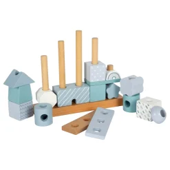Small Foot - Houten Stapelhuis Blauw - 18dlg.