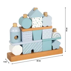 Small Foot - Houten Stapelhuis Blauw - 18dlg.