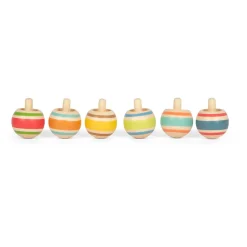 Small Foot - Houten Tollen Gestreept, Set van 6