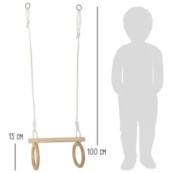 Small Foot - Houten Trapeze met Gymnastiekringen, 100cm
