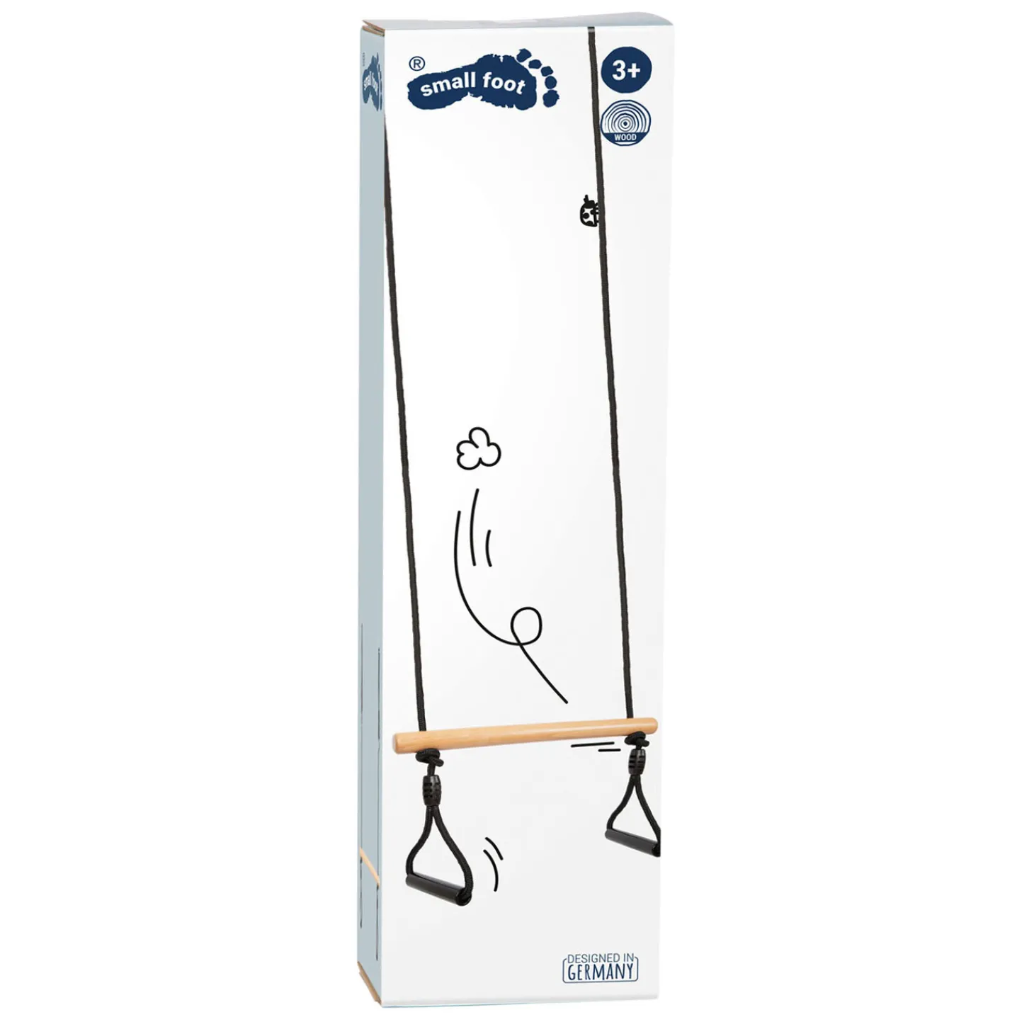 Small Foot - Houten Trapezeschommel met Gymnastiekringen Black Line