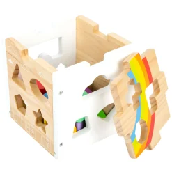 Small Foot - Houten Vormenstoof Kubus Regenboog,