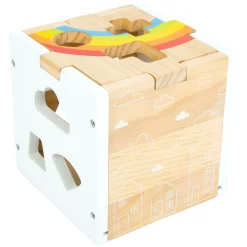 Small Foot - Houten Vormenstoof Kubus Regenboog,