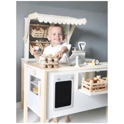 Small Foot - Houten Winkel Wit met Kassa en Lopende Band