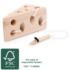Small Foot  -  Kaas en Muis Houten Rijgspel