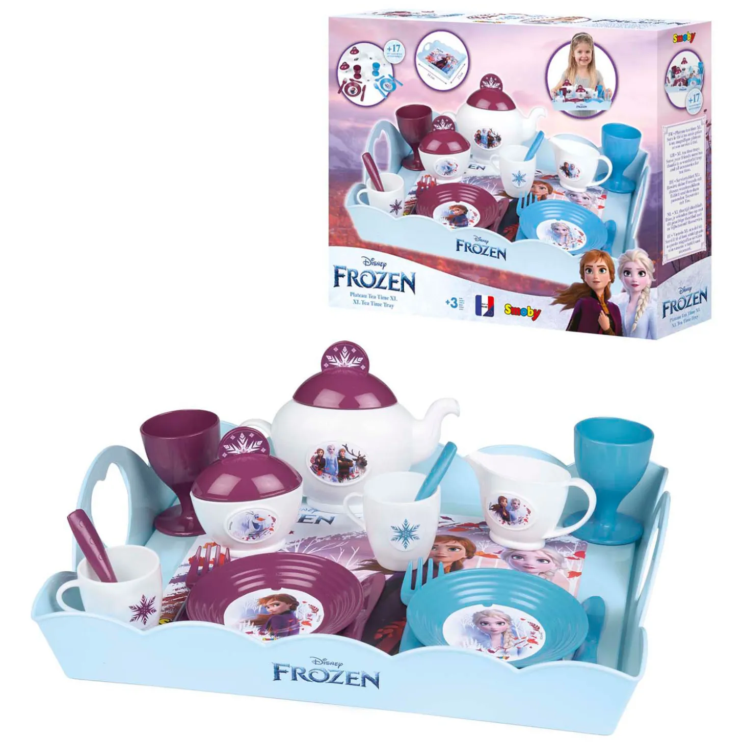 Smoby Frozen XL Theeset met Dienblad, 17dlg.