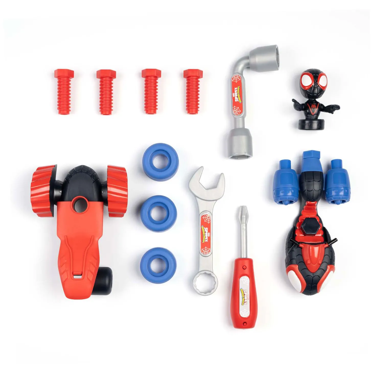 Smoby Spidey Spin Auto in Gereedschapskist, 14dlg.