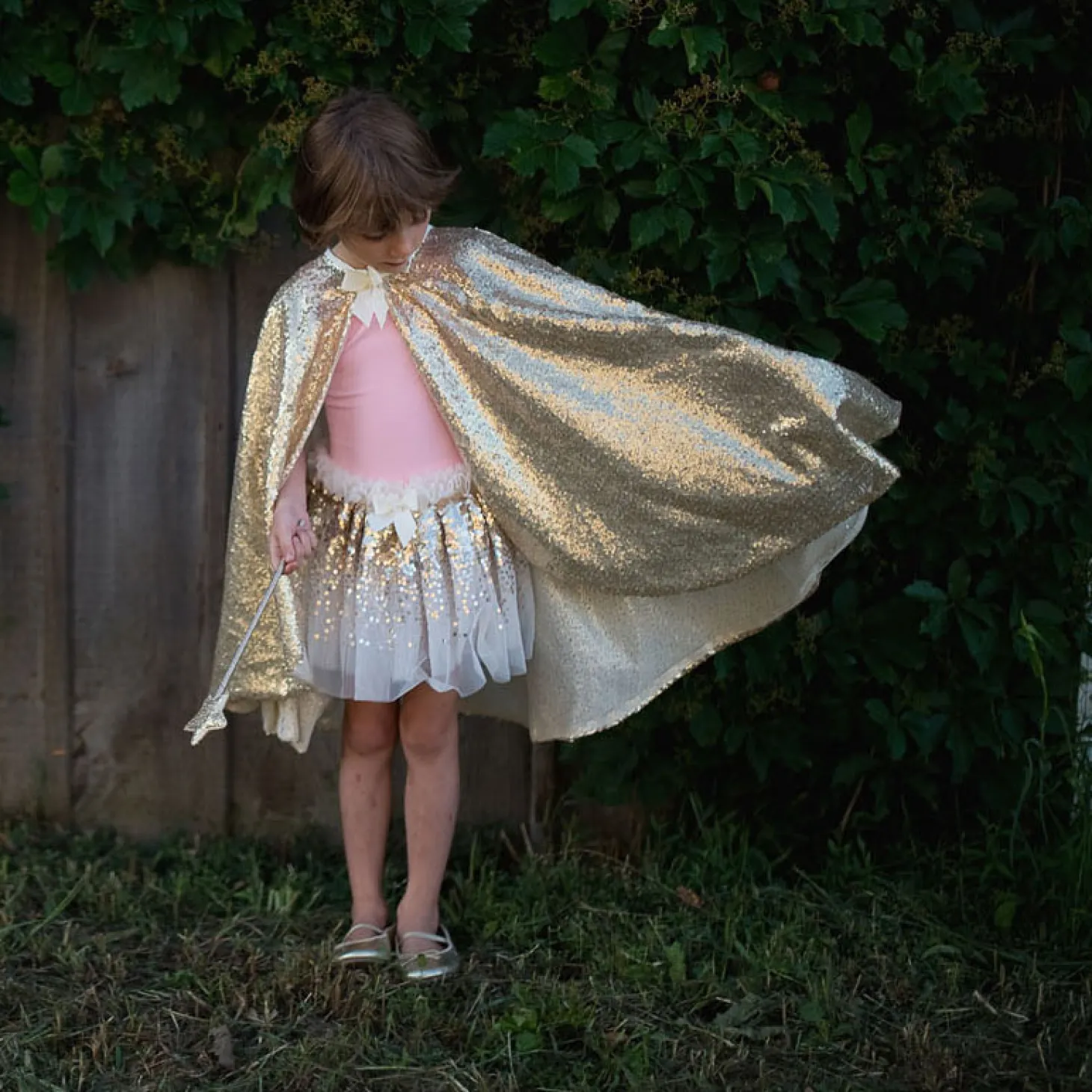 Sparkle Cape met Pailletten Goud, 4-6 jaar