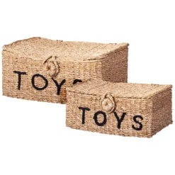 Speelgoedmand Zeegras met Hout, Set van 2