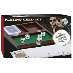 Speelkaarten- en Dobbelset in Houten Kist