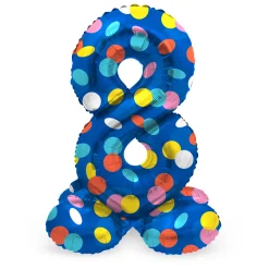 Staande Folieballon Colorful Dots Cijfer 8 - 72cm