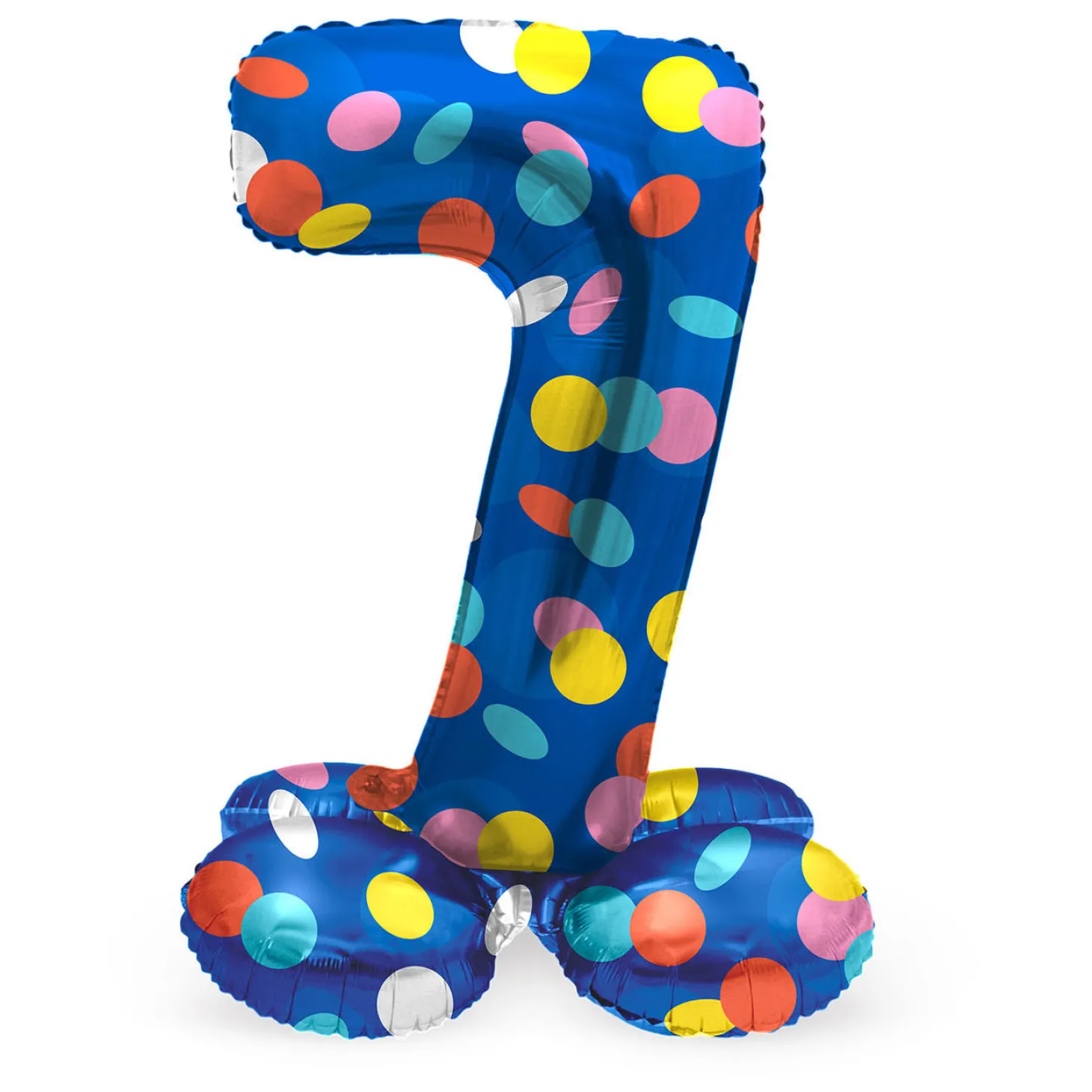 Staande Folieballon Colorful Dots Cijfer 7 - 72cm