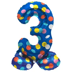 Staande Folieballon Colorful Dots Cijfer 3 - 72cm