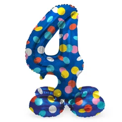 Staande Folieballon Colorful Dots Cijfer 4 - 72cm