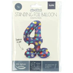 Staande Folieballon Colorful Dots Cijfer 4 - 72cm