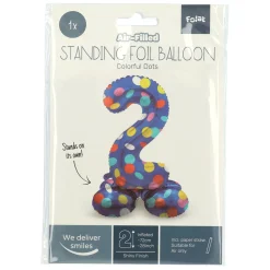 Staande Folieballon Colorful Dots Cijfer 2 - 72cm