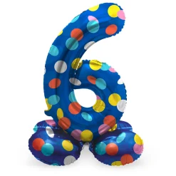 Staande Folieballon Colorful Dots Cijfer 6 - 72cm