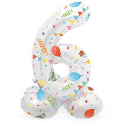 Staande Folieballon Joyful Party Cijfer 6 -72cm