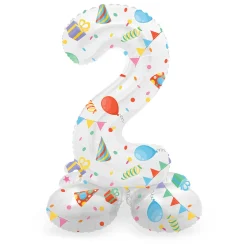 Staande Folieballon Joyful Party Cijfer 2 -72cm