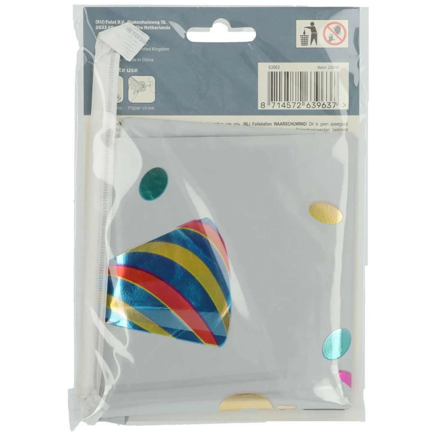 Staande Folieballon Joyful Party Cijfer 3 -72cm