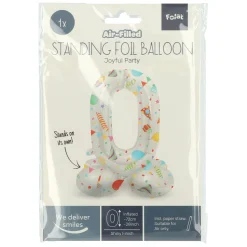 Staande Folieballon Joyful Party Cijfer 0 -72cm
