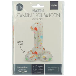 Staande Folieballon Joyful Party Cijfer 1 -72cm