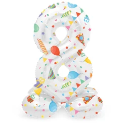 Staande Folieballon Joyful Party Cijfer 8 -72cm