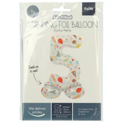 Staande Folieballon Joyful Party Cijfer 5 -72cm