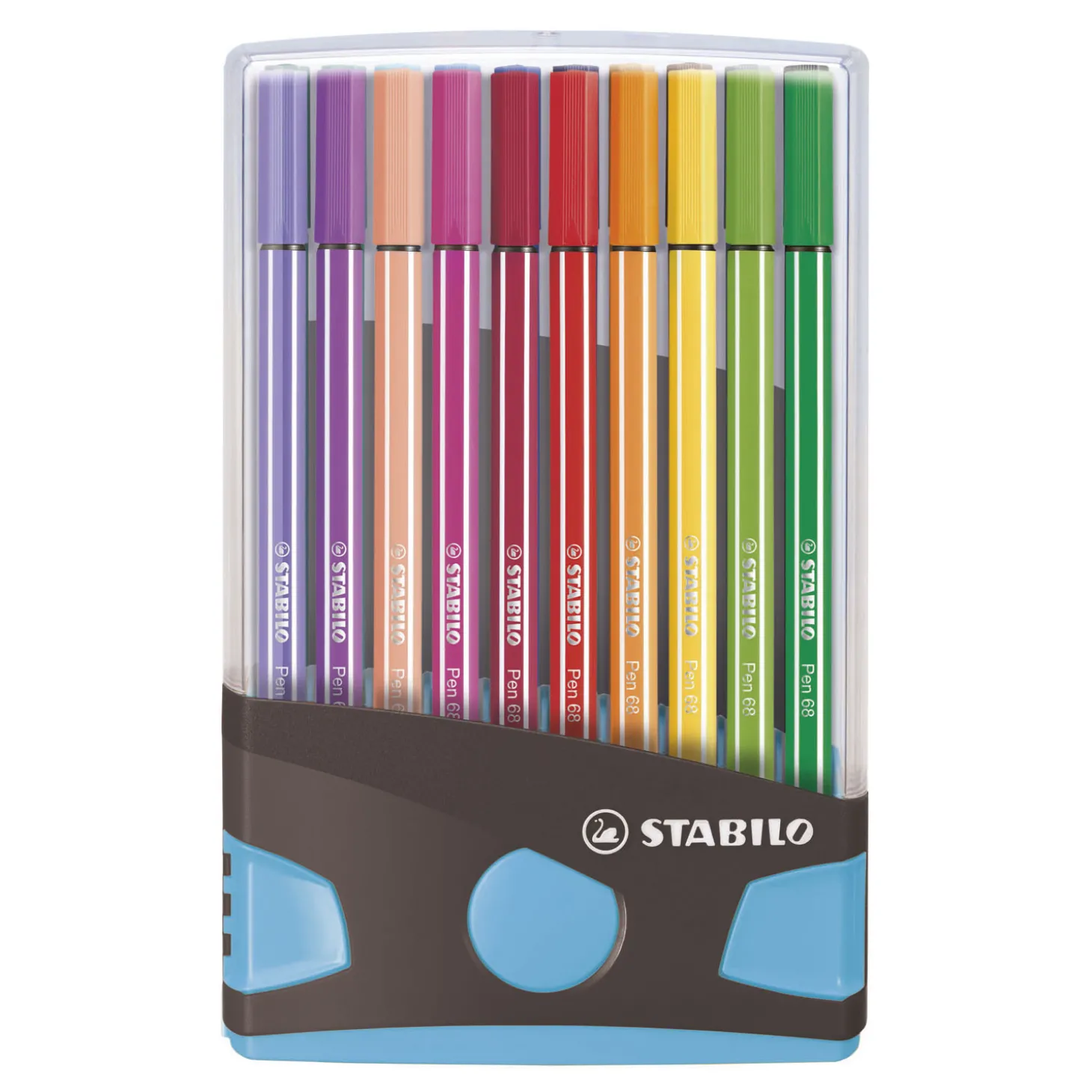 STABILO Pen 68 - Viltstift - ColorParade - Set 20 Stuks- Antraciet/Lichtblauw