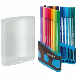 STABILO Pen 68 - Viltstift - ColorParade - Set 20 Stuks- Antraciet/Lichtblauw