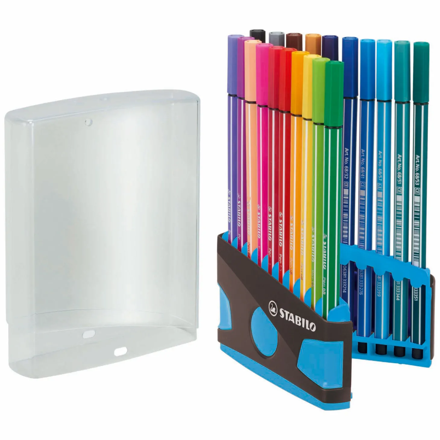 STABILO Pen 68 - Viltstift - ColorParade - Set 20 Stuks- Antraciet/Lichtblauw