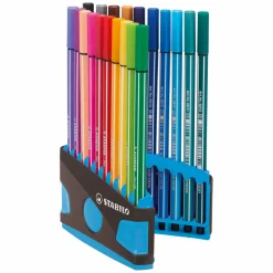 STABILO Pen 68 - Viltstift - ColorParade - Set 20 Stuks- Antraciet/Lichtblauw