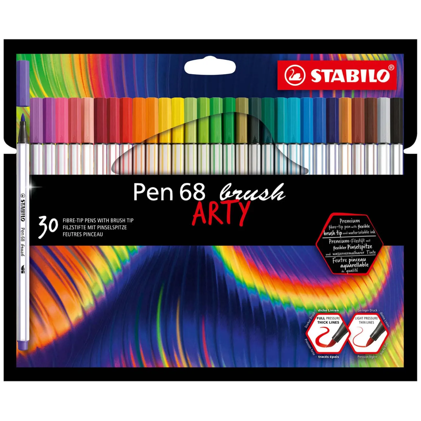 STABILO Pen 68 Brush - Viltstift - ARTY - Set Met 30 Stuks