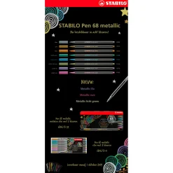 STABILO Pen 68 Metallic -  Viltstift - Set Met 8 Stuks