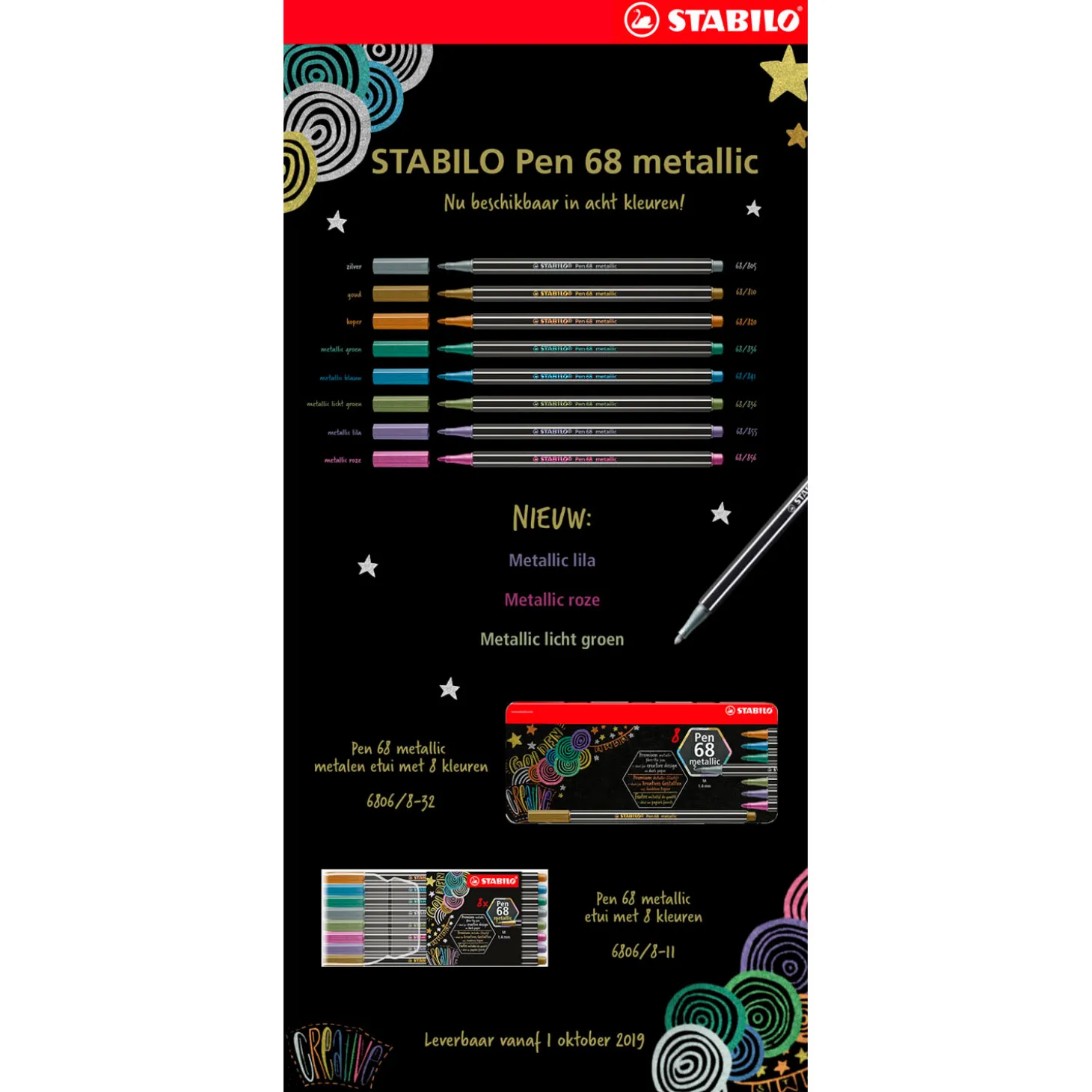 STABILO Pen 68 Metallic - Viltstift - Set Met 8 Stuks