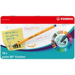 STABILO point 88 - Fineliner - Metalen Set Met 50 Stuks