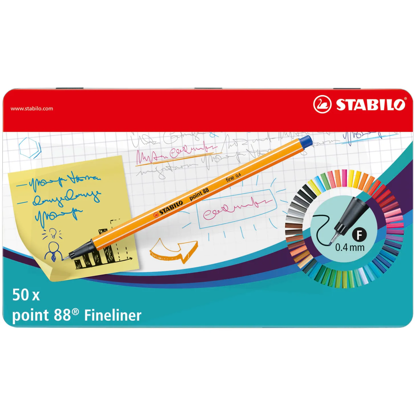 STABILO point 88 - Fineliner - Metalen Set Met 50 Stuks