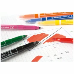 STABILO Trio 2 in 1 - Viltstift En Fineliner In Een - Set 10 Stuks