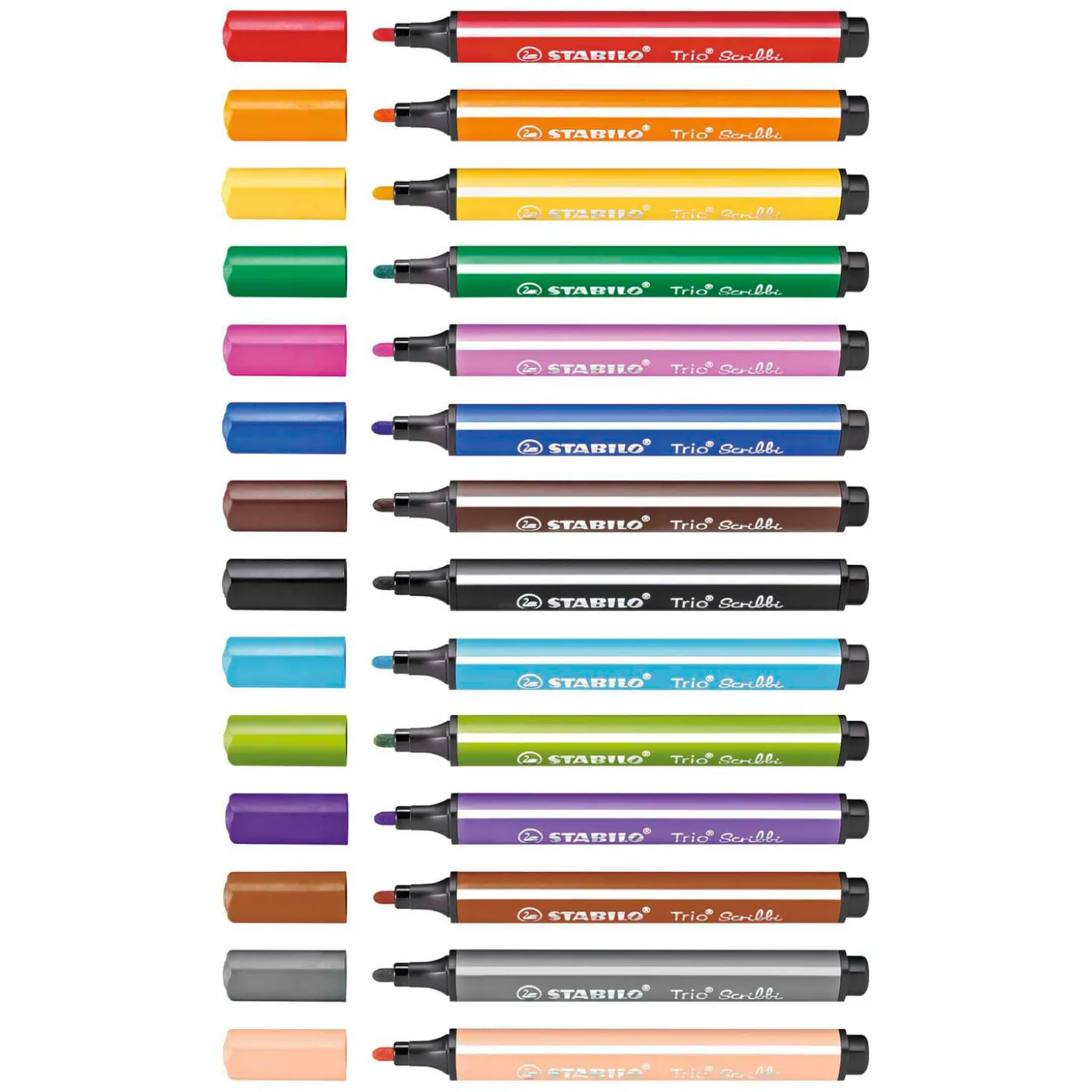 STABILO Trio Scribbi - Viltstift Met Meeverende Punt - Set 14 St.