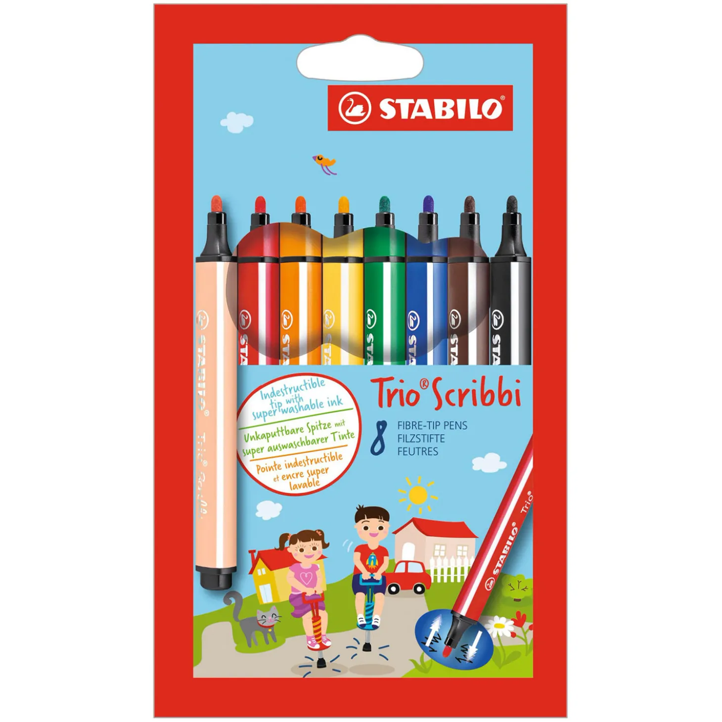 STABILO Trio Scribbi - Viltstift Met Meeverende Punt - Set 8 Stuks
