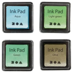 Stempelinkt Groen Tinten/Olijf/Aqua, 4st.