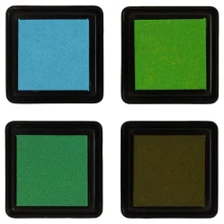 Stempelinkt Groen Tinten/Olijf/Aqua, 4st.