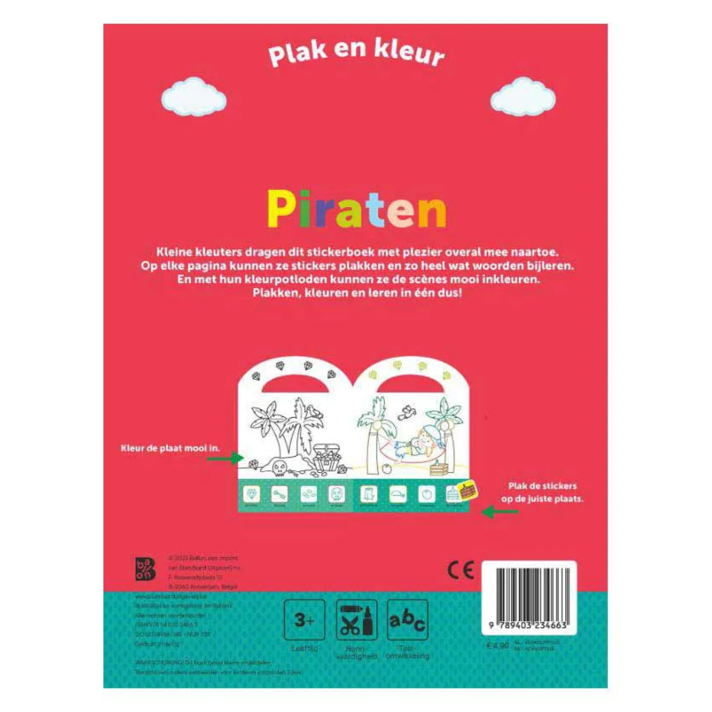 Stickerkoffertje Plak en Kleur Piraten 3+